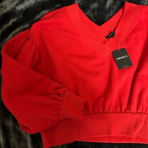 Bee forever 21 red cropped sweater